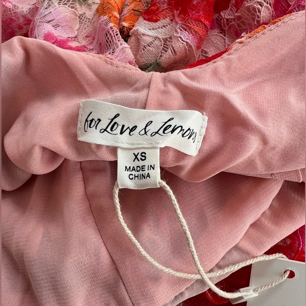 NWT For Love and Lemons Beth Midi Floral Lace Dress in Pink - Picture 12 of 12